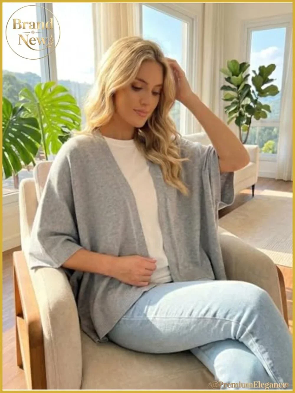 Open Front Knit Poncho Shawl Wrap Kimono Cardigan Batwing Sleeve